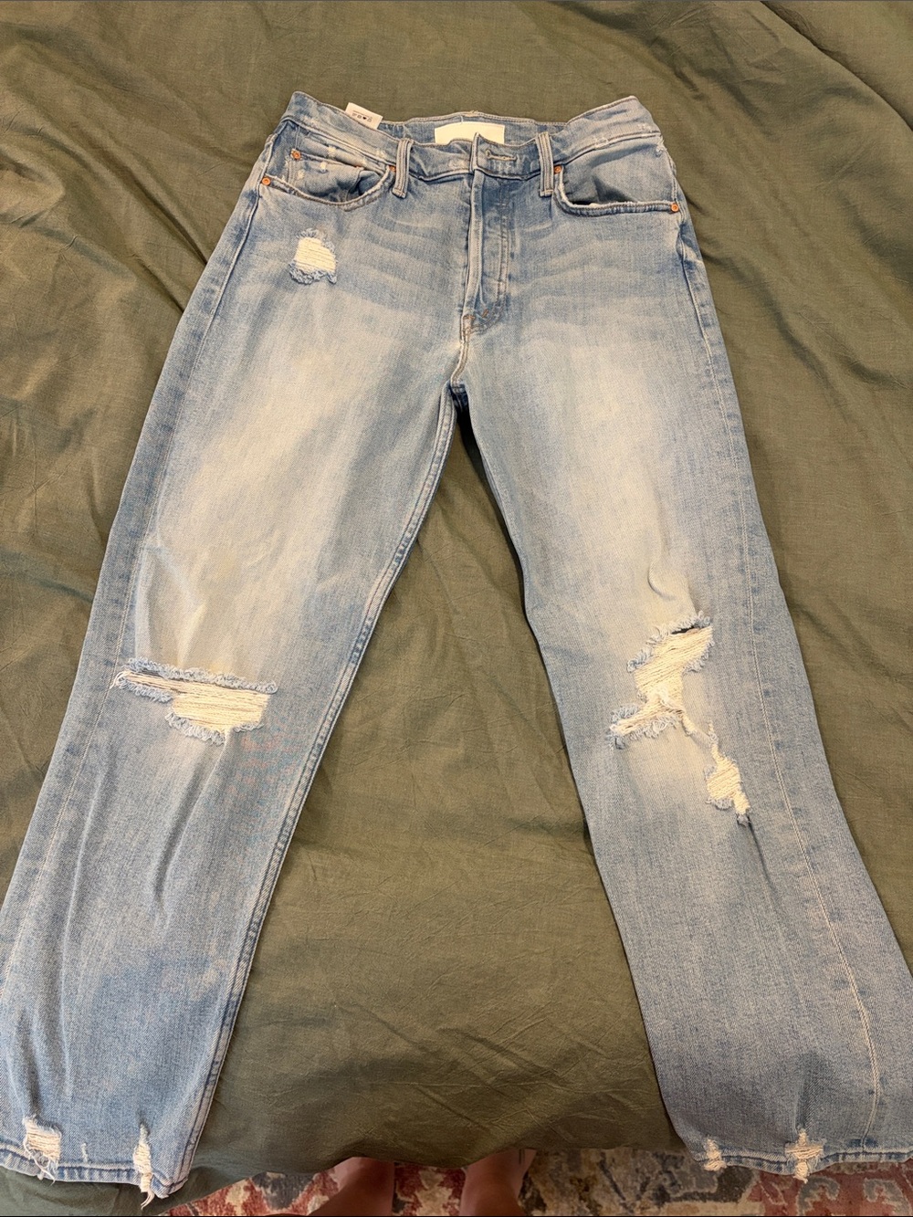 MOTHER Light Blue Distressed Boyfriend Jeans